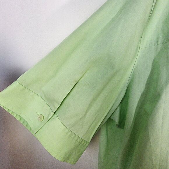 Foxcroft Womens Shirt Size 20W Green Wrinkle Free Shaped Fit Button Short Sleeve - Picture 7 of 11